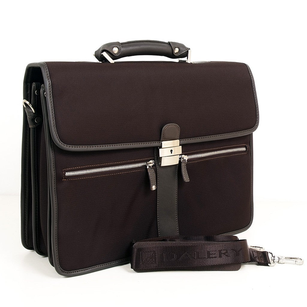 Leather briefbag with 3 compartments (CAN5204)